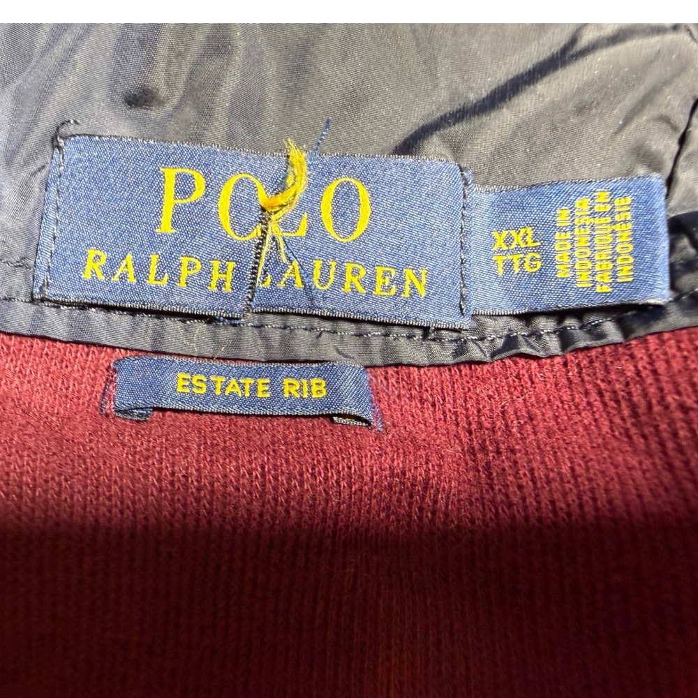 Polo Ralph Lauren Mens XXL Estate Rib Full Zip Hoodie Red Wine Navy Windbreaker - Picture 3 of 10